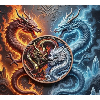 aufgrund hoher nachfrage wieder bestellbar** 10 oz Kupferedition - Das BATTLE der DRACHEN - Drache Feuer vs Drache Eis / Double Dragons Fire vs Ice - Copper Color Edition - VORVERKAUF Presale