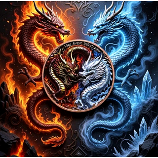 NEU** 10 oz Kupferedition - Das BATTLE der DRACHEN - Drache Feuer vs Drache Eis / Double Dragons Fire vs Ice - Copper Color Edition - VORVERKAUF Presale