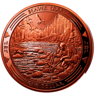 ab Lager** 3 oz Mesa Grande 2026 Proof Kupfermünze - Der BIBERJÄGER / BEAVER TRAP - Das VERMÄCHTNIS der SIOUX – Legacy of Sioux - Oglala Mesa Grande Souvereign Nation - 1$