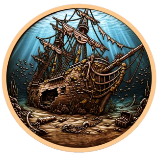 Neu* 5 oz Kupfermünze  Liberia 2026 - WRACK / Versunkenes Piratenschiff / Sunken Pirat Ship - Kupferedition - Copper Coin High relief - Vorverkauf !