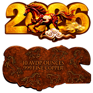 nur wenige** 10 oz Kupfer/Copper Edtion 2026 - Zum JAHR des PFERDES / YEAR of the HORSE - Shape High Relief Color Coin Card - Highlight 2026 - Vorverkauf !