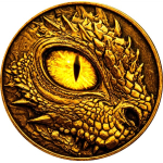 Lagernd ** 5 oz Kupfer-Copper Edition - GOLDENER DRACHE / GOLDEN DRAGON - Wächter des Goldschatzes / Guardian of Gold Treasure - Ultra High relief