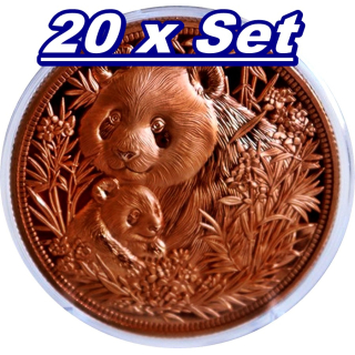 NEU** 20 x 1 oz Kupferedition - PANDAFAMILIE / PANDA FAMILY - Neue Serie Wilde Tiere / Familie (6) / Wilde Tiere