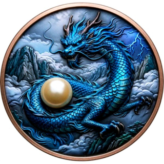 in Kürze lieferbar** 1 kg Kupfer Edition DRACHE - DRACHENWÄCHTER  / Dragon Guardian - Wächter der Edelsteine - Copper mit echter Perle / Real Pearl
