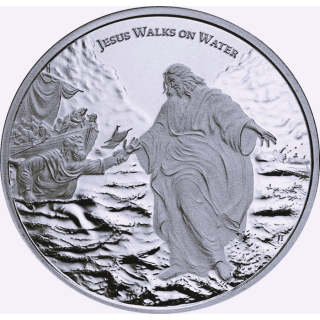 NEU* 1 oz Niue 2026 BU - JESUS Läuft Über Wasser / Walking on Water - DIE WUNDER des JESUS CHRISTUS - Wonders of Jesus Christ - NEUE SERIE 3. MOTIV - Silber 2$