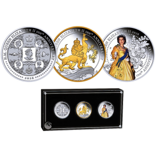 3 x 1 oz Australien 2026 Proof SET - H.M. Queen Elizabeth II 100th Anniversary 2026 - silber 3x1 AU$