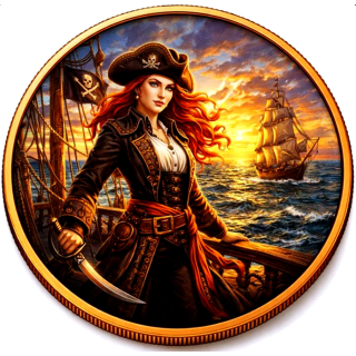 Neu** 5 oz Kupfer-Copper Edition - CAPTAIN SCARLET / PIRATENBRAUT - Ultra High relief - Vorverkauf / Presale!