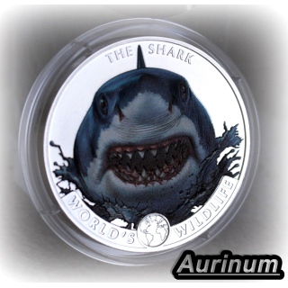 ab Lager*Echtbilder* 1 oz Kongo 2026 COLOR - HAI / SHARK - Silber 20 Frs World´s Wildlife (8) - real photos