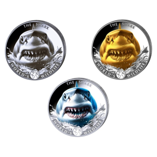 NEU* 3 x 1 oz SET Kongo 2026 - HAI / SHARK - Silber 20 Frs World´s Wildlife (8)