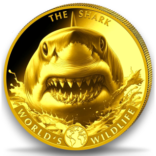 Neu** 1 Oz Gold Kongo 2026 BU - HAI / SHARK - Worlds Wildlife (8) - Gold 100 Frs