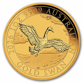 NEU* 1 oz Gold Schwan 2026 BU Australien 10 Jahre Schwäne 10th Anniversary - 100 AU$ - Perth Mint Serie Schwäne - Premium Bullionmünze