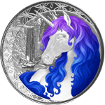 1 oz Fiji 2025 Prooflike - UNICORN / EINHORN Celestra - Coin Card  Silber Color Prooflike 1 Dollar