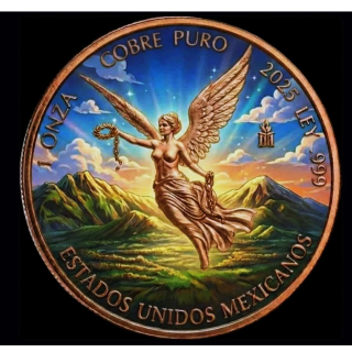 ab Lager* Letzte* 1 oz Kupfer-Copper Edition - LIBERTAD - Das IMPERIUM der AZTEKEN & Die Grosse Hungersnot / The Great Famine - Color High relief