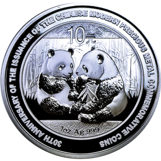1 Unze Silber Panda 2009 Jubiläum 30 Jahre Panda China