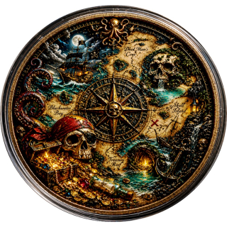 NEU* 1 oz Kupferedition Color - Der PIRATENSCHATZ von SKULL ISLAND / TREASURE Skull Island - Kupfer Color - VORVERKAUF - PRESALE !