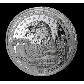 NEU* 1 oz Ruanda 2026 Proof -  250 JAHRE USA – Unabhängigkeitserklärung 1776 - 2026 - INDEPENDENCE - Silber 50 RWF - Sonderedition