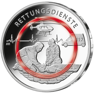 10 Euro Deutschland 2026 Rettungsdienste - mit rotem Polymerring Prägestätte G - Karlsruhe