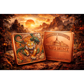Neu ** 5 oz Kupfer-Copper Edition - TIGER vs DRACHE / TIGER vs DRAGON - Ewige Wächter / Eternal Guardians  - Kupfer Color High relief - Vorverkauf / Presale!