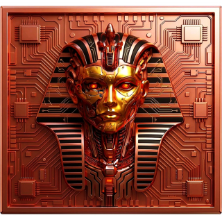 Neu ** 5 oz Kupfer-Copper Edition - CYBER-TUTANCHAMUN Pharao - Egyptian Cyber Pharaoh / Future in the Past - Kupfer Color High relief - Vorverkauf / Presale!