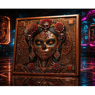 Neu ** 7,5 oz ADVP Kupfer-Copper Edition - CYBER SKULL Día De Los Muertos / Tag der Toten- Color High relief - Vorverkauf / Presale!