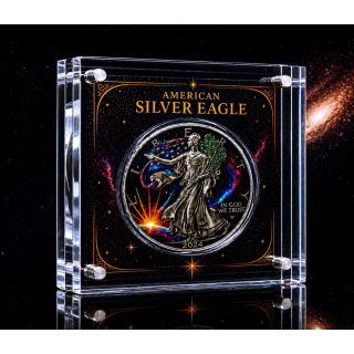 NEU** 1 oz American Eagle 2024 SPACE FRONTIER  Cosmic Black Hole Edition - Infinity Edition - silber Color Doppelmotiv