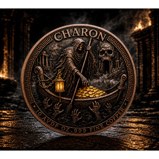 EU** 10 oz USA Kupfer - CHARON Der Fährmann / Ferryman des Todes - TODESZOLL Ferryman`s Toll  - Münzen für den Fährmann & Du kommst in die Unterwelt / A Coin for the Ferryman
