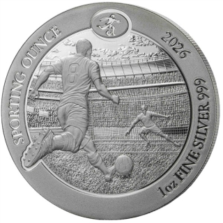1 oz Ruanda 2026 BU - FUSSBALL -  Sporting Ounce - Silber 50 RWF