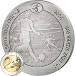 1 oz Ruanda 2026 Giganten 80 mm - Antique - FUSSBALL -  Sporting Ounce - Silber 50 RWF