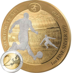 1 oz Ruanda 2026 Giganten 80 mm - Gilded - FUSSBALL -  Sporting Ounce - Silber 50 RWF