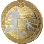 1 oz Ruanda 2026 Giganten 80 mm - Gilded - FUSSBALL -  Sporting Ounce - Silber 50 RWF