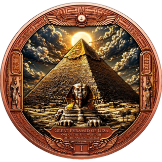 Neu ** 1 kg Kupfer-Copper Edition - GIZEH-PYRAMIDE - 5 Antike Wunder / Five Ancient Wonders - 3-Dimensionaler Effekt / 12 cm Durchmesser > Erstausgabe Vorverkauf / Presale!
