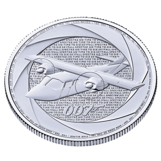 NEU* 1 oz UK 2026 BU - BOND007 Spectre / Norman BN-2 Islander monoplane - Six Decades BOND / Sechs Jahrzehnte 007 - Silber Bond in den 2010`s - 2 Pfd. - Letzte Ausgabe Last issue