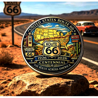 29 g Bimetall Color Proof - 100 Jahre ROUTE 66 - Americas Mother Road