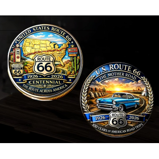 LETZTE ** 27 g Bimetall Color Proof - 100 Jahre ROUTE 66 - Americas Mother Road