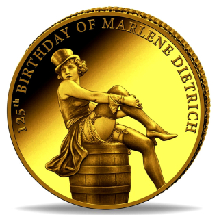 0,5 g Gold Kongo 2026 Proof - Marlene Dietrich 125. Geburtstag - Filmikone  & Hollywood Superstar - 100 Frs