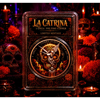 NEU* 1 oz Kupfer SonderEdition - LIBERTAD LA CATRINA Dia de Los Muertos - Sugar Skull & Winged Angel - Kupfer Color Doppelmotiv - VORVERKAUF - PRESALE !