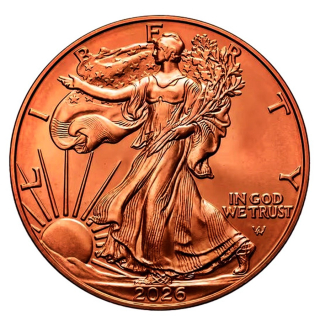 NEU** 1 oz Kupfer-Copper Edition - American Eagle Liberty 2026 - Kupfer-Nachprägung - Keine Währung