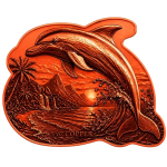 Neu ** 5 oz Kupfer-Copper Edition - DELFIN im Karibischen Sonnenuntergang - DOLPHIN in SUNSET - Color High relief - Vorverkauf / Presale!