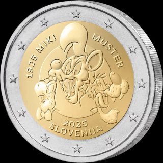 Slowenien 2 Euro 100. Geburtstag Miki Muster 2025