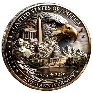 NEU** 1 oz Kupfer-Copper Edition Gilded - 250 Jahre Amerika 1776 - 2026 - Unabhängigkeit - American Eagle