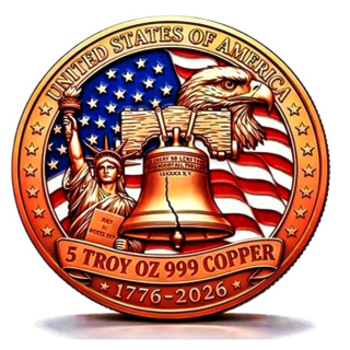 NEU*aurinum*Top*Angebot** 5 oz Kupfer-Copper Edition - 250 Jahre Amerika 1776 - 2026 - Unabhängigkeit - Lady Liberty / Liberty Bell / Bals Eagle - Celebrating Freedom & Unity