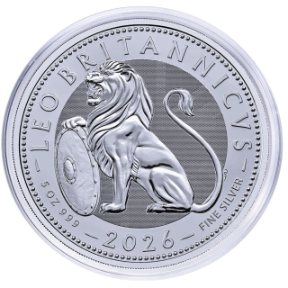 Erstausgabe*NEU** 5 oz UK 2026 BU - BRITISH LION / BRITISCHER LÖWE - Silber Anlagemünze - neue serie - Großbritannien 10Pfd.