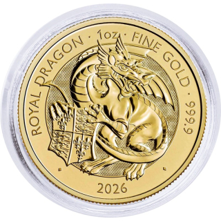NEU** 1 oz Gold UK 2026 BU - KÖNIGLICHER DRACHE / Royal Dragon - Royal Tudoes Beast (9) - 100 Pfd. - Gold Anlagemünze