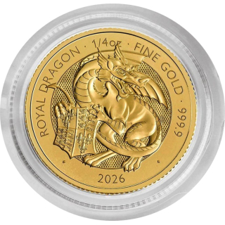 NEU* 1/4 oz Gold UK 2026 - KÖNIGLICHER DRACHE/ Royal Dragon - Royal Tudor Beasts (9) - Großbritannien Gold 25 Pfd