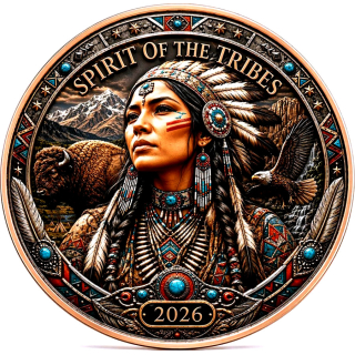 Neue Serie** 1 oz Kupferedition - Navajo Indianerin / SPIRIT of the TRIBES - Navajo Nation – North American Wildlife (1) STARTMOTIV - Copper Color - VORVERKAUF PRESALE 07