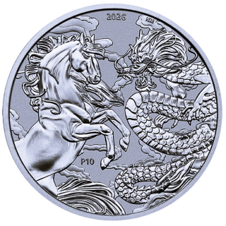 1 oz Australien 2026 BU - DRACHE & PFERD / DRAGON & HORSE - silber BU  Serie Mythen & Legenden Ausgabe- Myth & Legends - 1AU$