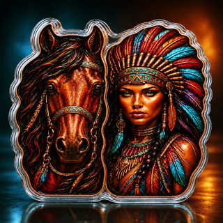 Neu* 5 oz ADVP Kupfer/Copper SHAPE Edition - SPIRIT of the PLAINS - Native Indian & Horse - Kupferedition - Vorverkauf Presale