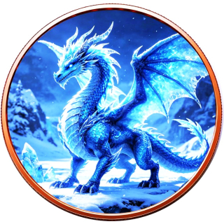 Neue Serie** 1 oz Kupfer-Copper Edition - AZURBLAUER EISDRACHE / The ICE DRAGON - Ikonische Symbole der Altchinesischen Mythologie