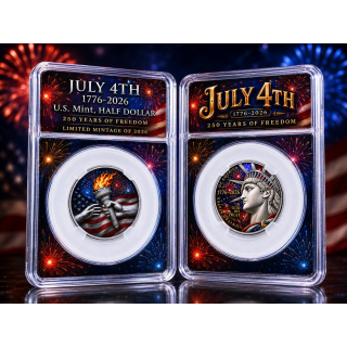 USA 0,50 $ Coin Card July 4th 250 Years of Freedom Half Dollar Limited Mintage 2026