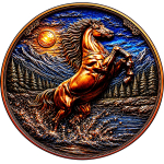 Neu ** 1 kg Kupfer-Copper Edition - Majestätischer Mountain Mustang - Wilder Mustang in den Rocky Mountains - Color Ultra High Relief - Vorverkauf / Presale!